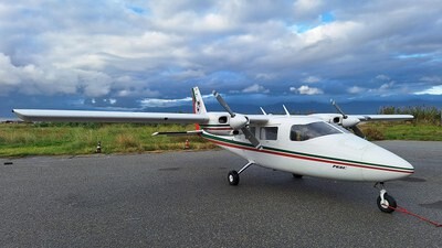 Surveying plane parked on the runway