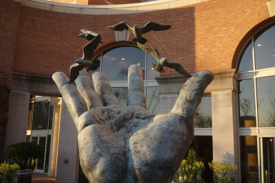 "Hand of NOAA", sculpture by Ray Kaskey, at the entrance of the National Oceanic and Atmospheric Administration